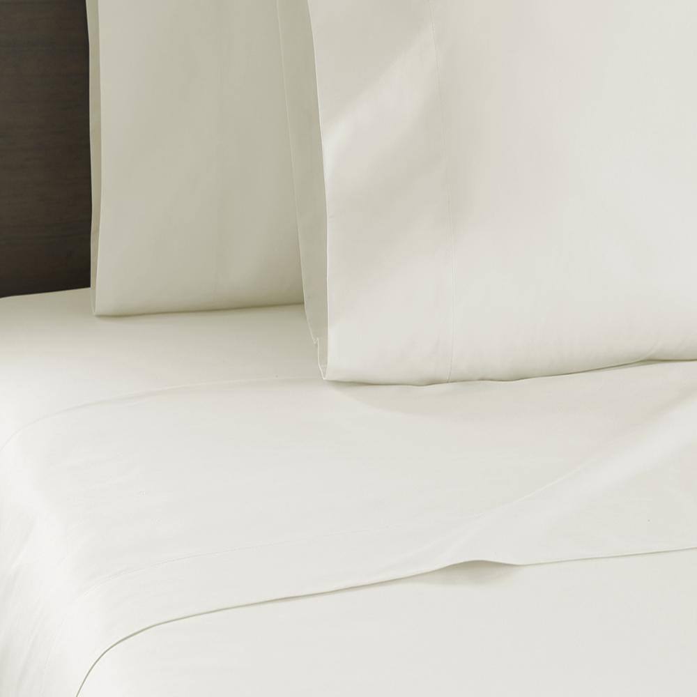 Alt View 2. Shavel Home Products - 250 Thread Count Cotton Percale Sheet Set, Full, Alabaster - Alabaster.
