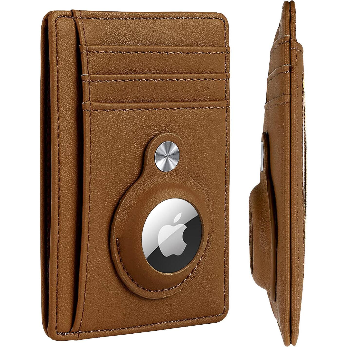 Alt View 11. SaharaCase - Slim Genuine Leather Wallet Case for Apple AirTag - Brown.