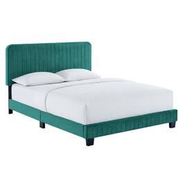 Modway - Celine Channel Tufted Performance Velvet Queen Platform Bed - Blue