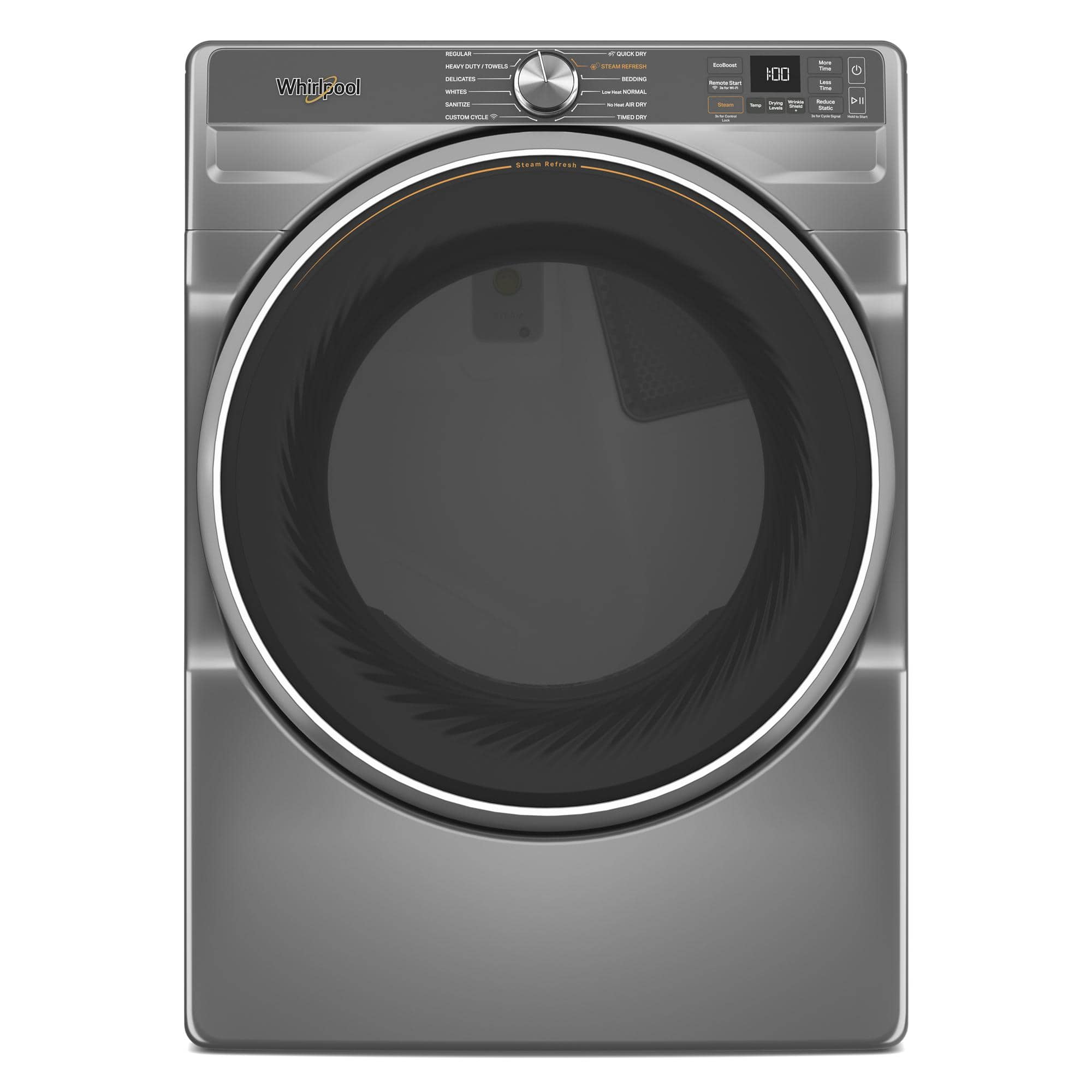 Whirlpool - 7.4 Cu. Ft. Stackable Smart Electric Dryer with Steam and Wrinkle Shield Option - Silver - Front_Zoom