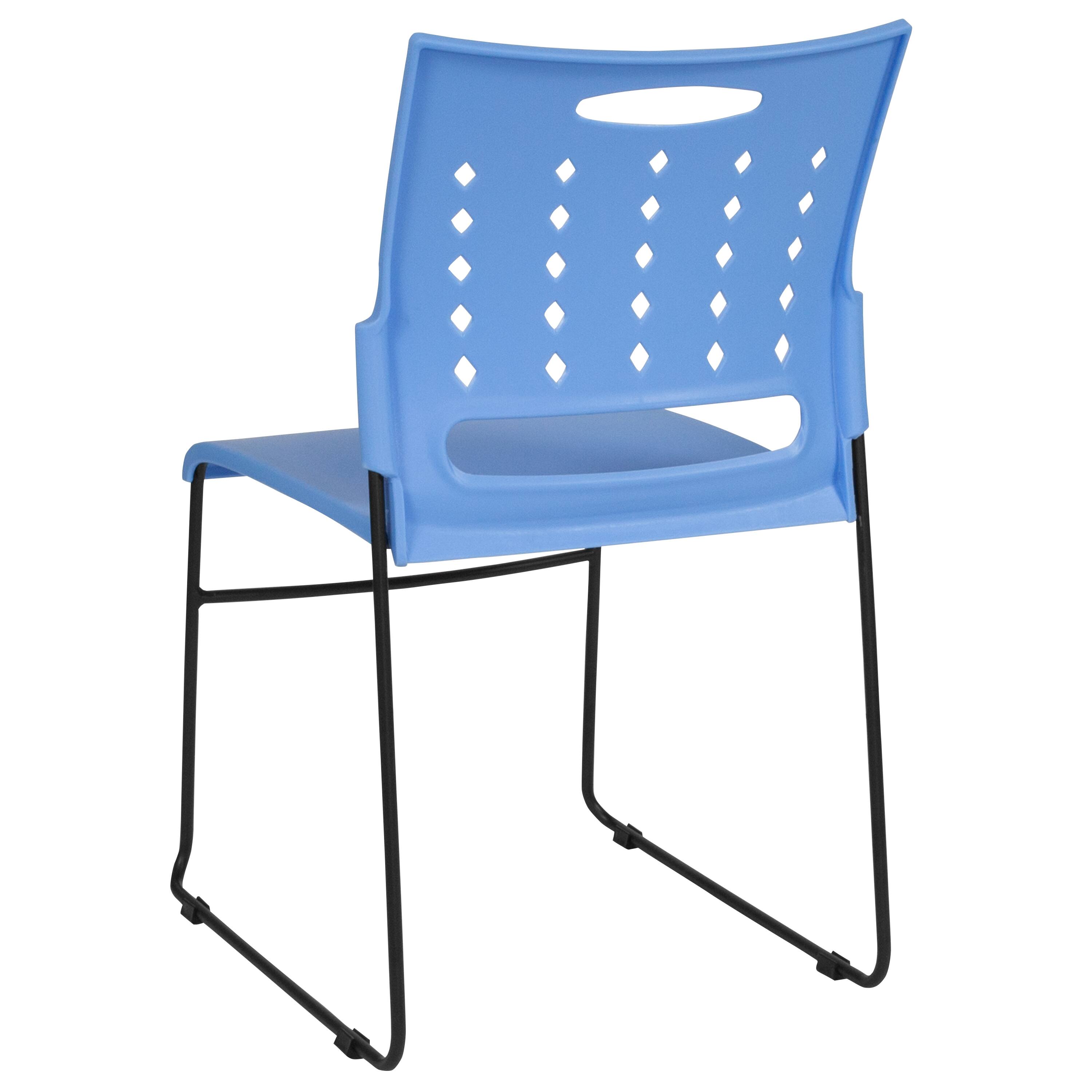 Alt View 5. Emma + Oliver - Home Office Plastic Accent Sled Base Stack Chair - Air-Vent Back - Blue.