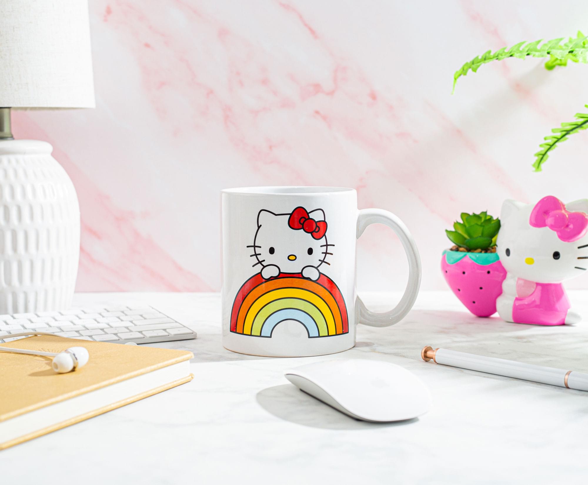 Alt View 10. Silver Buffalo - Sanrio Hello Kitty Rainbow Peek Ceramic Mug | Holds 20 Ounces - Red.