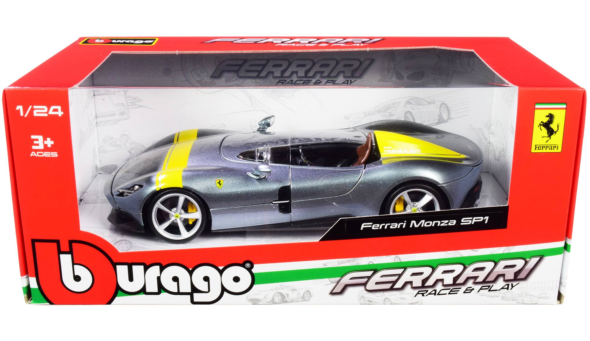 BURAGO PERRARI S4R - FERRARI RACE & PLAY 1/24 3+ AGES - MONZA Ferrari Monza SP1 Ferrari BURAGO FERRARI RACE & PLAY