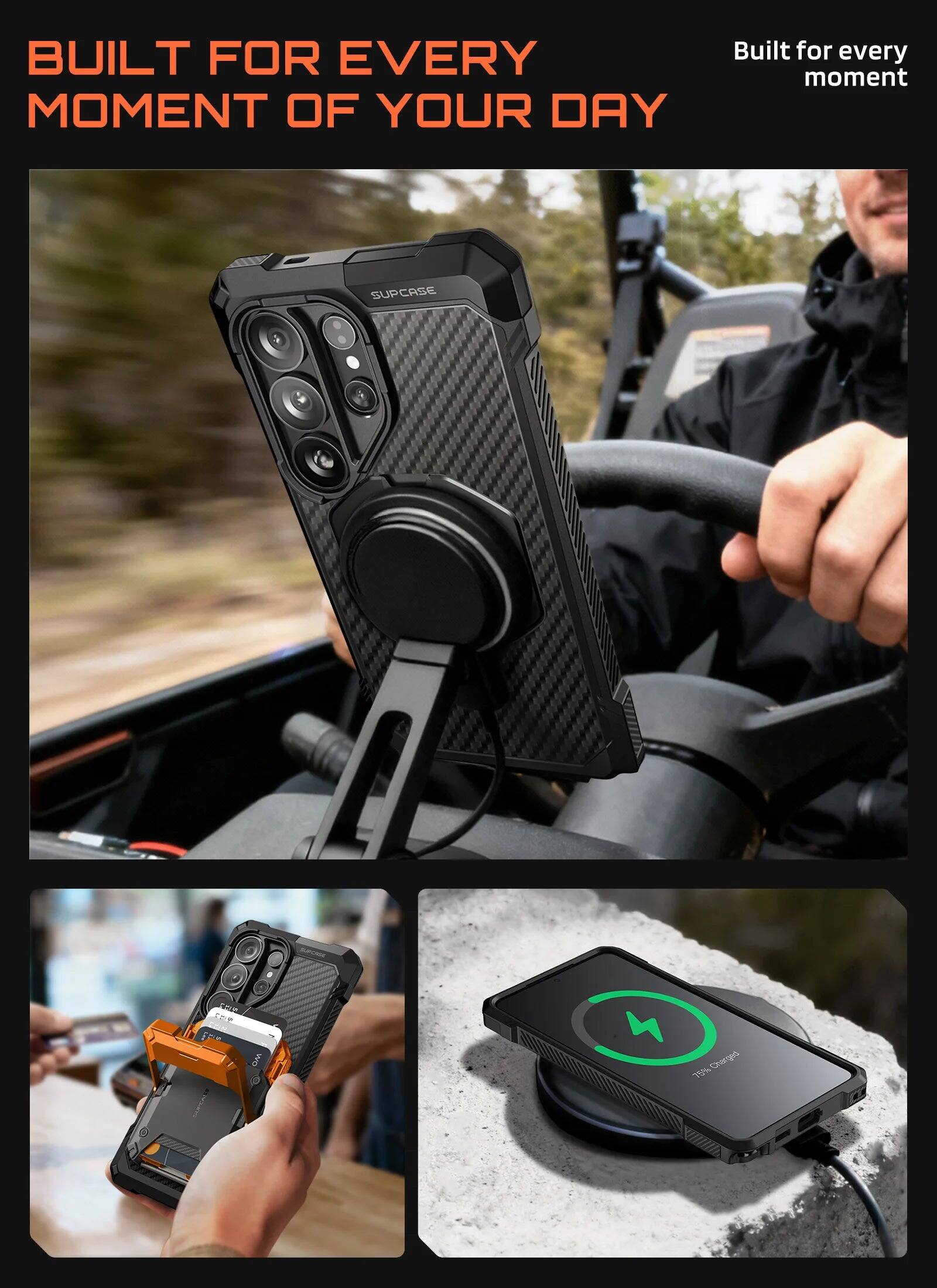 BUILT FOR EVERY MOMENT OF YOUR DAY  
Built for every moment  

SUPCASE  

79%  
5%  

15W Charged