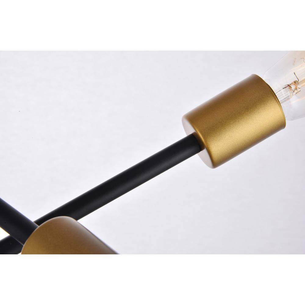 Left. Living District - Axel 6 Lights Black Pendant - Black And Brass.