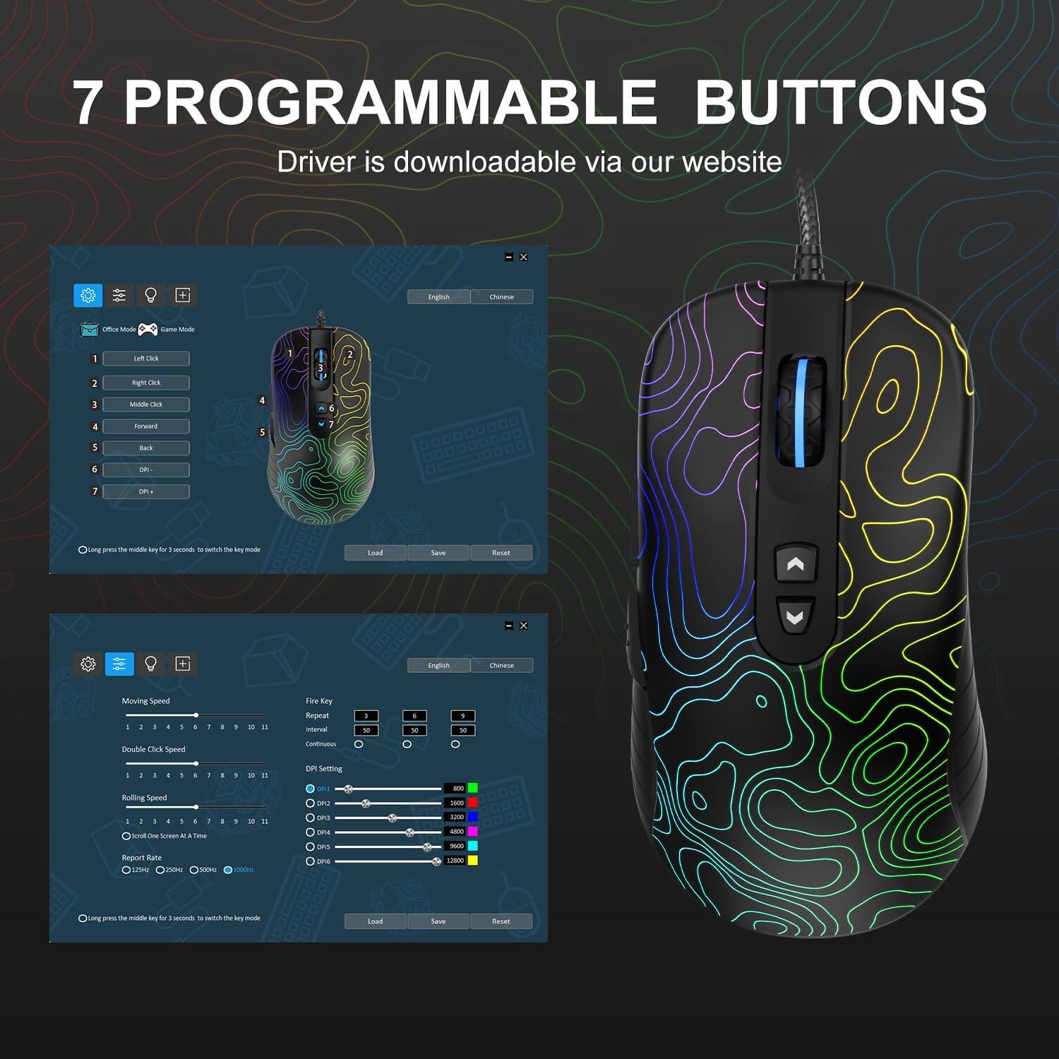 Womier G706 USB Wired Gaming Mouse for PC Computer Windows Mac