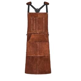 VEVOR - Leather Welding Work Apron, Heavy Duty Cowhide Flame Resistant Welding Apron, Heat-Resistant Blacksmith Welder Aprons - Brown