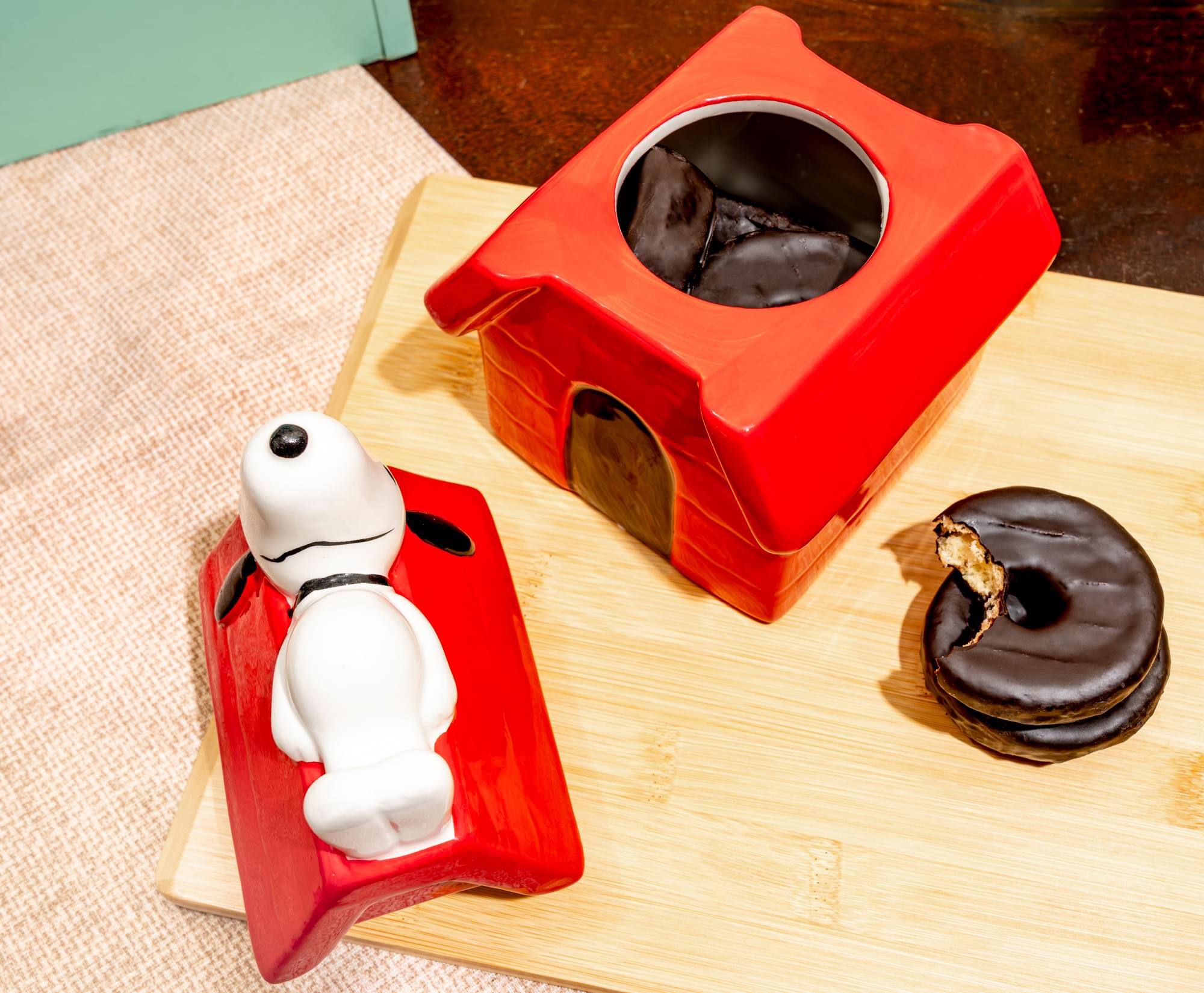 Alt View 3. Silver Buffalo - Peanuts Snoopy Doghouse 7-Inch Sculpted Ceramic Snack Jar - Multi-Colored.