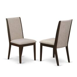 East West Furniture - ESLA3-MAH-04 - 3-Pc Dinette Set - 2 Kitchen Chairs and 1 Modern Kitchen Table (Mahogany Finish) - Linen White