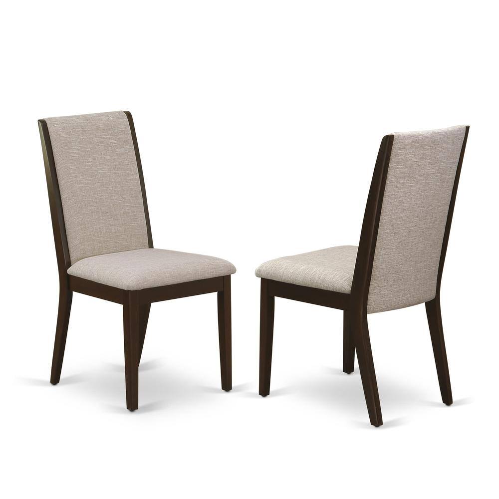 Front. East West Furniture - East West Furniture - ESLA3-MAH-04 - 3-Pc Dinette Set - 2 Kitchen Chairs and 1 Modern Kitchen Table (Mahogany Finish) - Linen White.