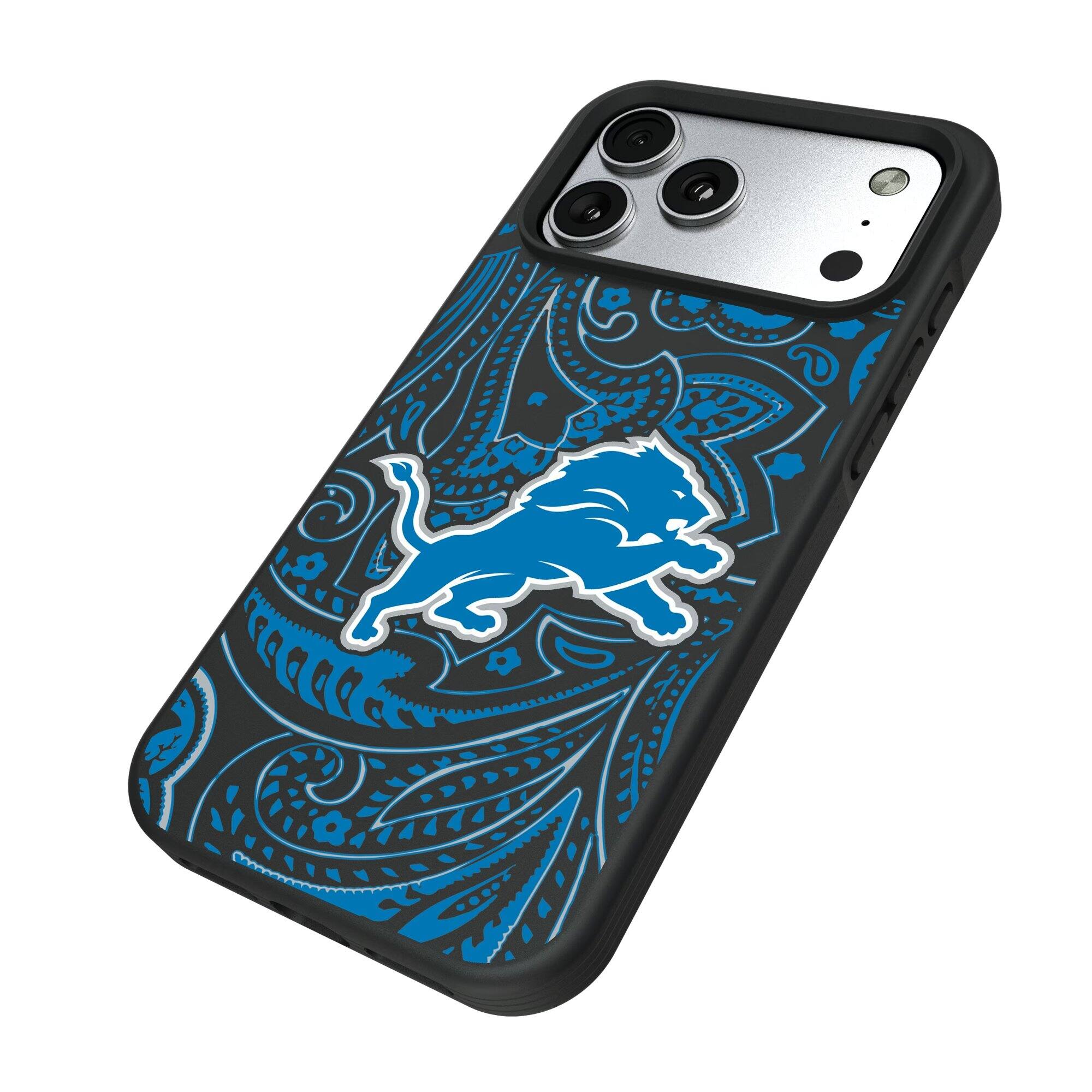 Alt View 1. Keyscaper - Detroit Lions Bump Case with 8.2ft Drop Protection - 14 Pro Max - Multicolor.