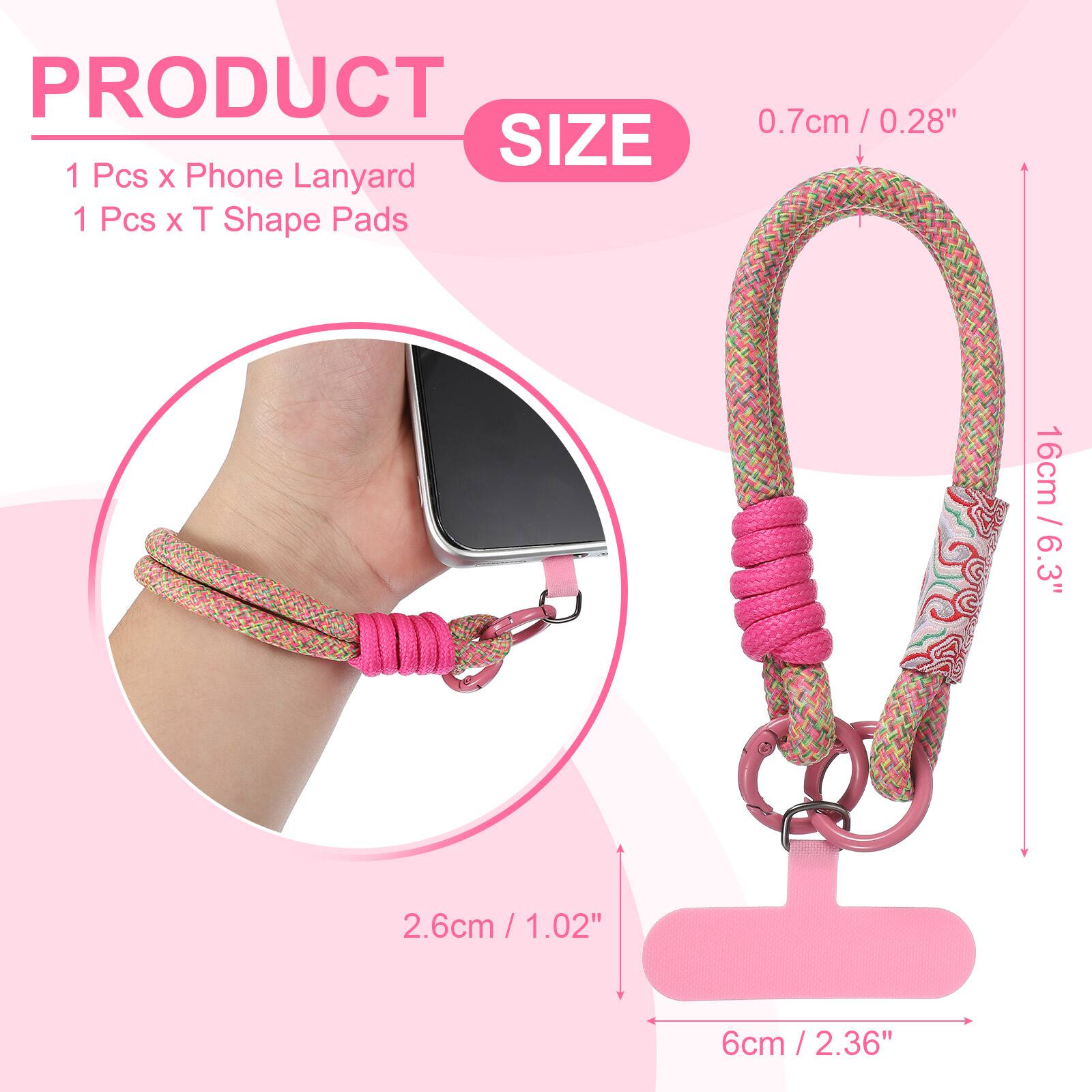 PRODUCT  
1 Pcs x Phone Lanyard  
1 Pcs x T Shape Pads  

SIZE  
0.7cm / 0.28"  
16cm / 6.3"  
2.6cm / 1.02"  
6cm / 2.36"