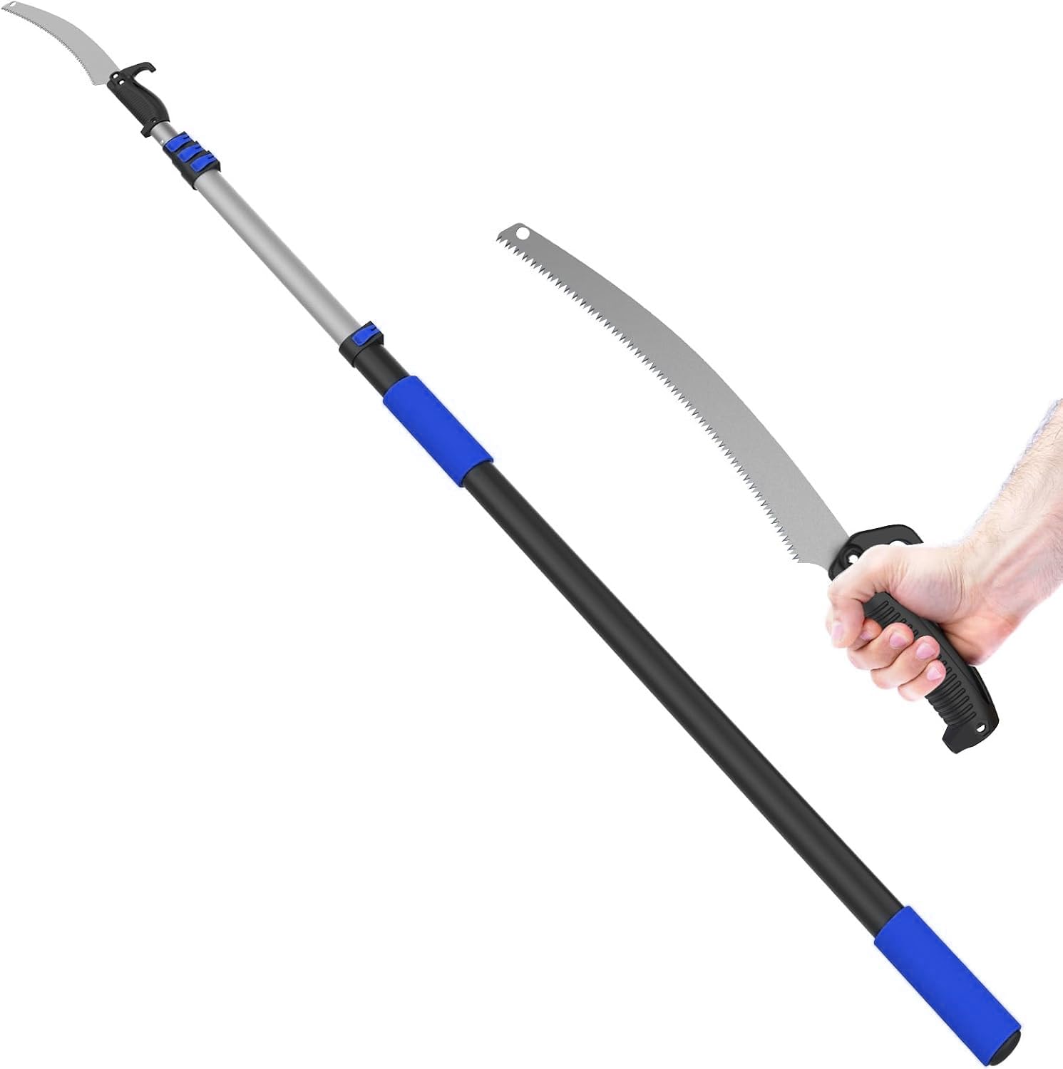 JETRANSPORT - 26ft Pole Telescoping Tree Trimmer With 5-20ft Extension Manual Branches Pruner For Backyard Blue Ultra-Adjus - Blue 20FT