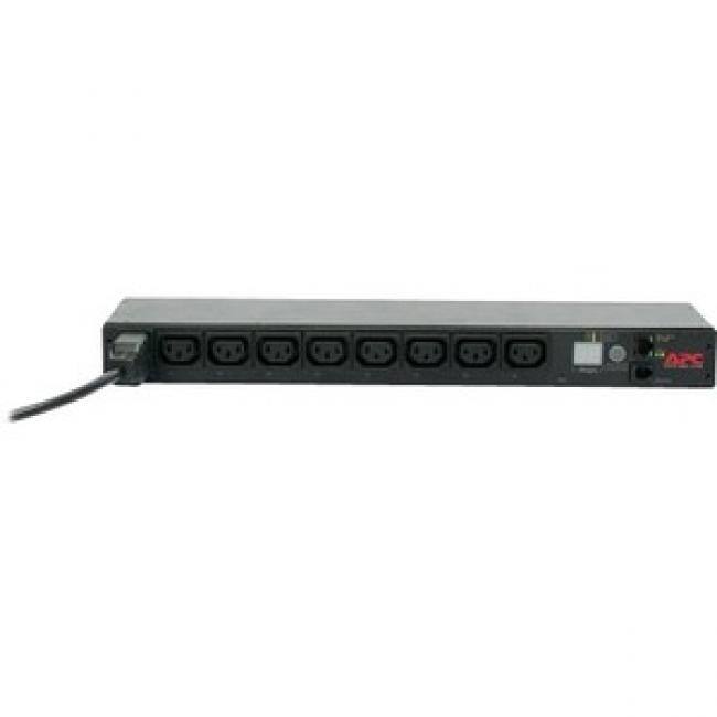 Front. APC - APC NetShelter Switched Rack PDU, 1U, 1PH, 3.7kW 230V 16A or 3.3kW 208V 16A, 8 C13 outlets, C20 cord - Switched - IEC - Unknown.