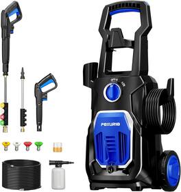 POXURIO - 4000PSI Electric Pressure Washer, 1800W 2.8 GPM Power Washer with 4 Quick-Connect Nozzles, 35FT Cord & 26FT Hose - Blue