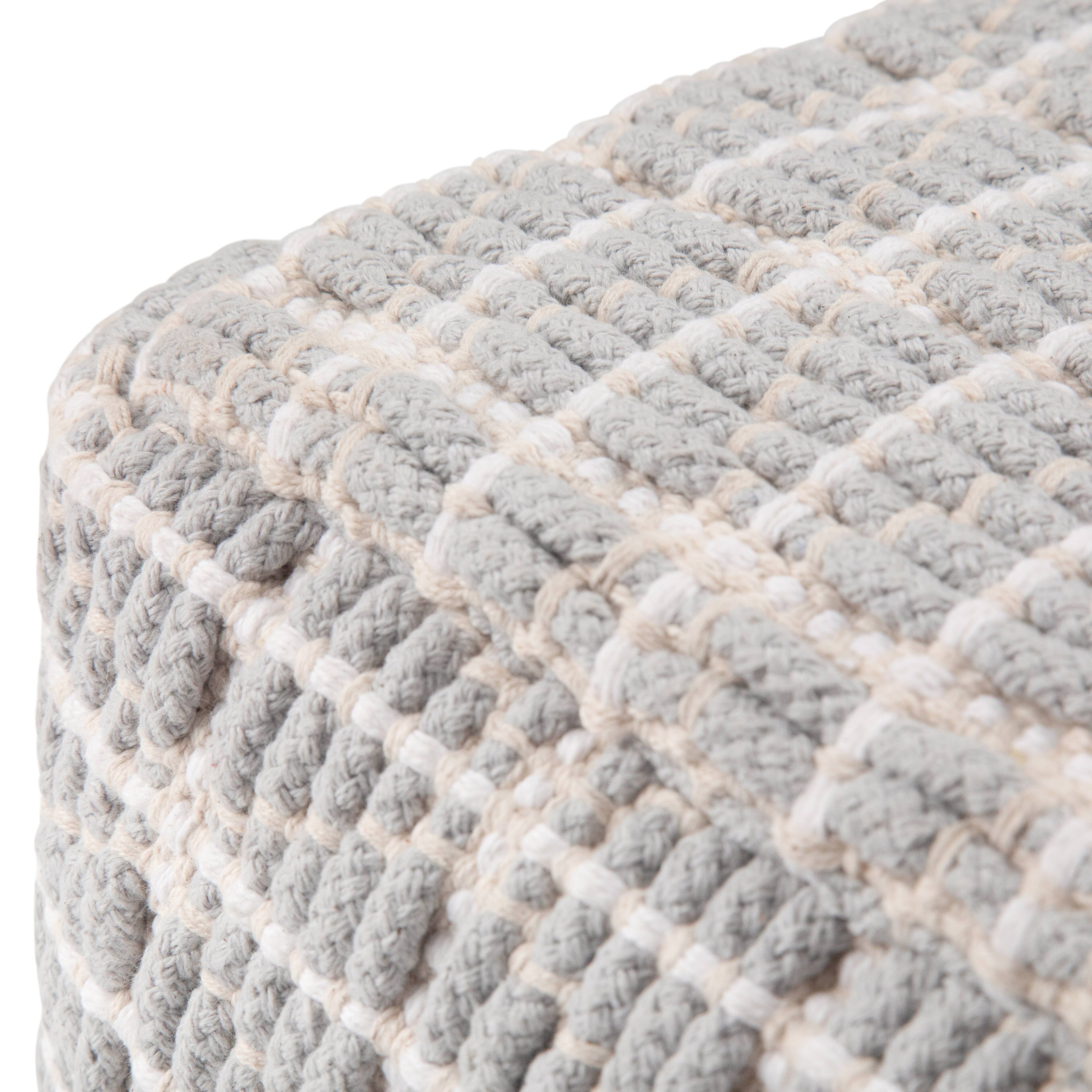 Left. Simpli Home - Noreen Square Pouf - Light Blue, White.