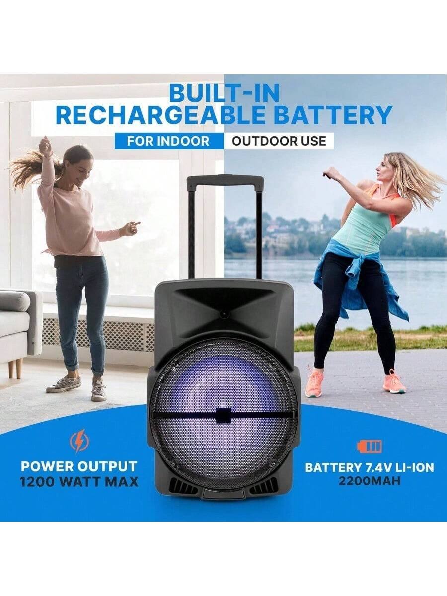 BUILT-IN RECHARGEABLE BATTERY  
FOR INDOOR AND OUTDOOR USE  

POWER OUTPUT  
1200 WATT MAX  

BATTERY  
7.4V LI-ION  
2200MAH