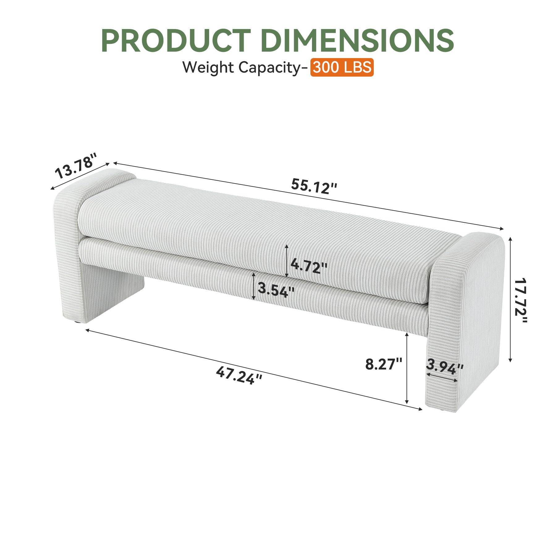 PRODUCT DIMENSIONS  
Weight Capacity- 300 LBS  
13.78"  
55.12"  
4.72"  
3.54"  
47.24"  
8.27"  
3.94"  
17.72"