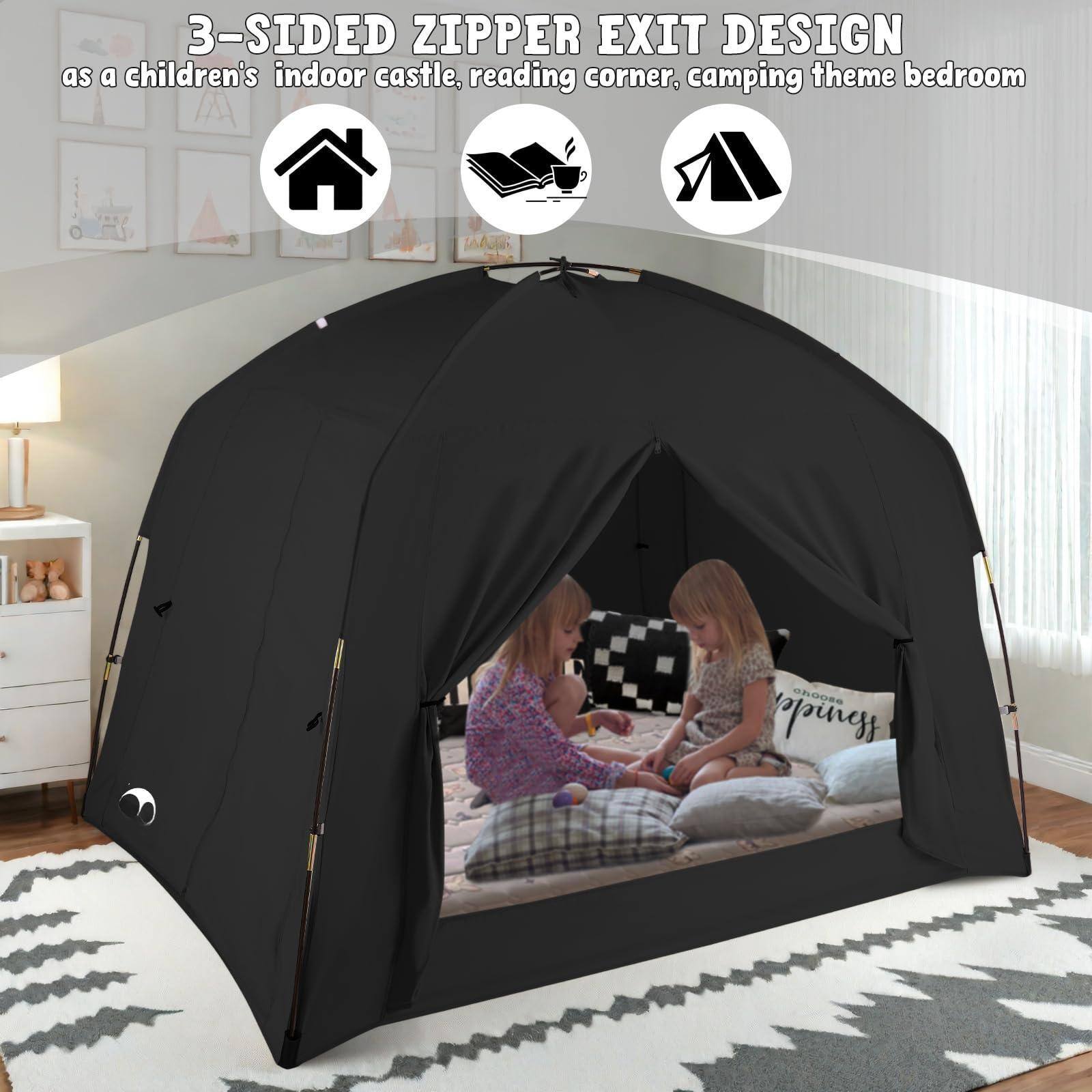 3-SIDED ZIPPER EXIT DESIGN  
as a children's indoor castle, reading corner, camping theme bedroom