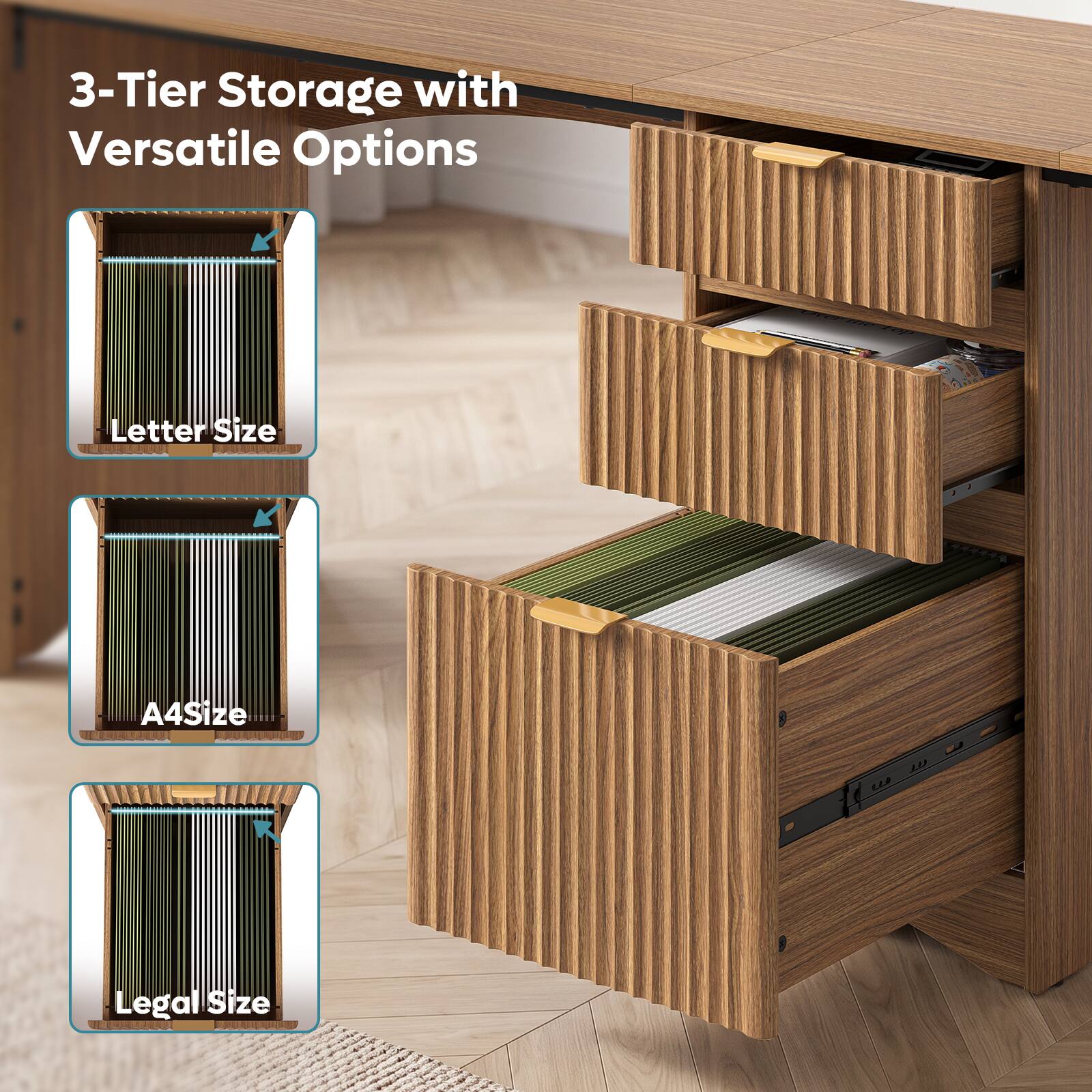 3-Tier Storage with Versatile Options

- Letter Size
- A4 Size
- Legal Size