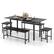 Front. Costway - 5 PCS Dining Table Set for 4-6 w/ 2 Benches & 2 Stools Metal Frame Dining Room - Black.