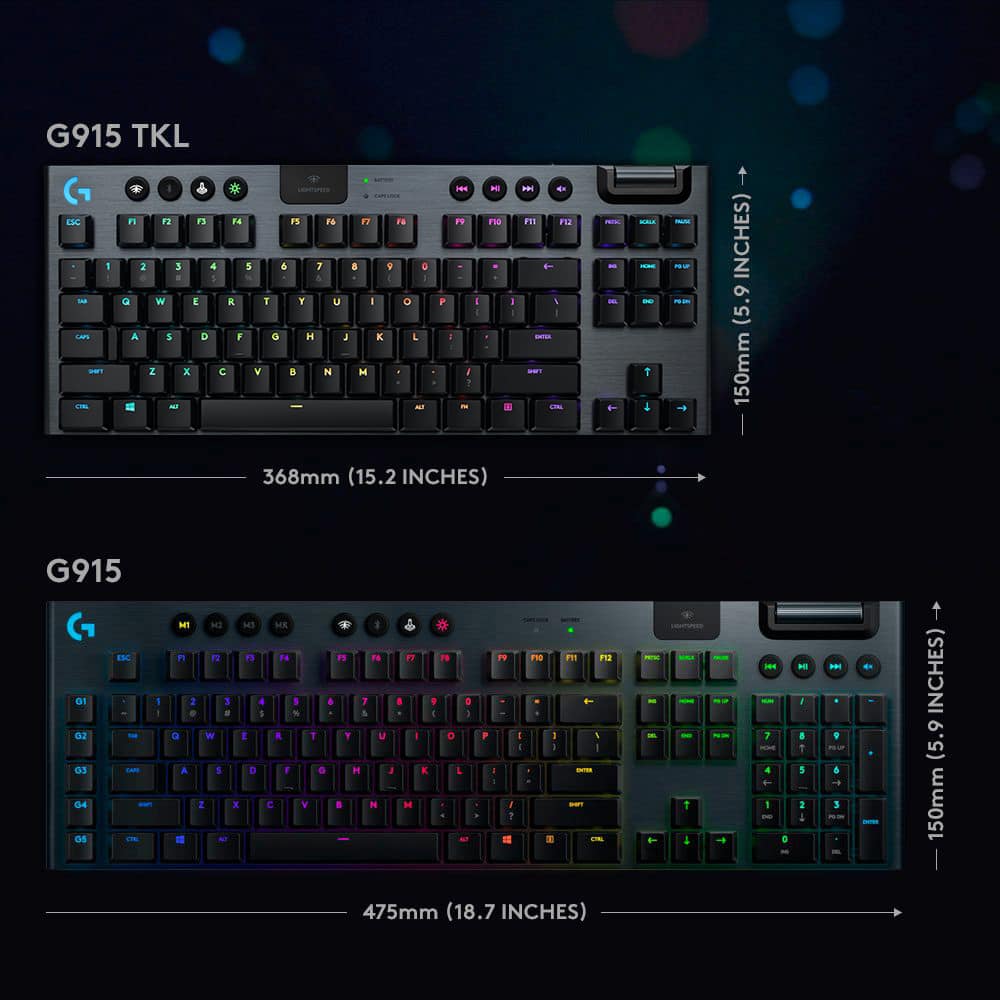 Alt View 15. Logitech - G915 LIGHTSPEED TKL Wireless Mechanical GL Tactile Switch Gaming Keyboard with RGB Backlighting - Black.
