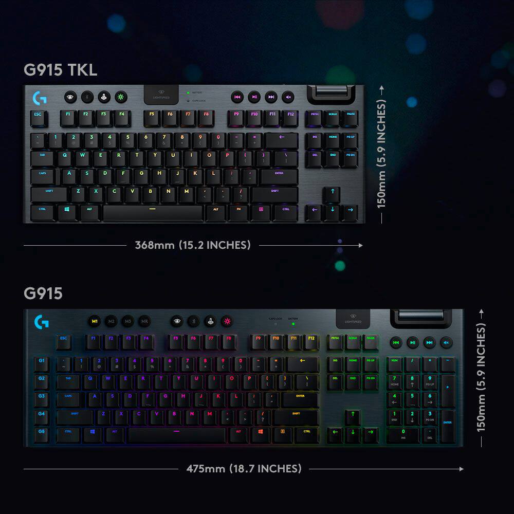 Alt View 15. Logitech - G915 LIGHTSPEED TKL Wireless Mechanical GL Tactile Switch Gaming Keyboard with RGB Backlighting - Black.