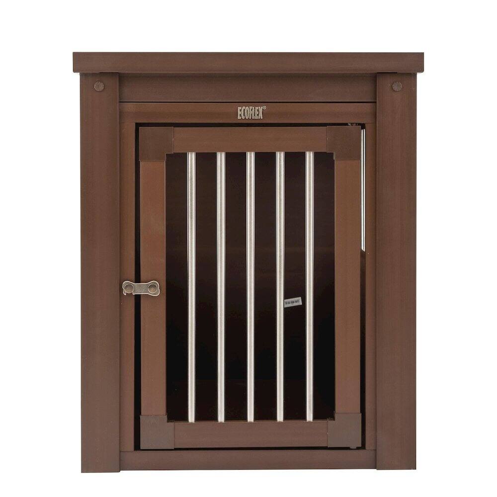 Left. New Age Pet - ECOFLEX Dog Crate End Table - Russet Medium.