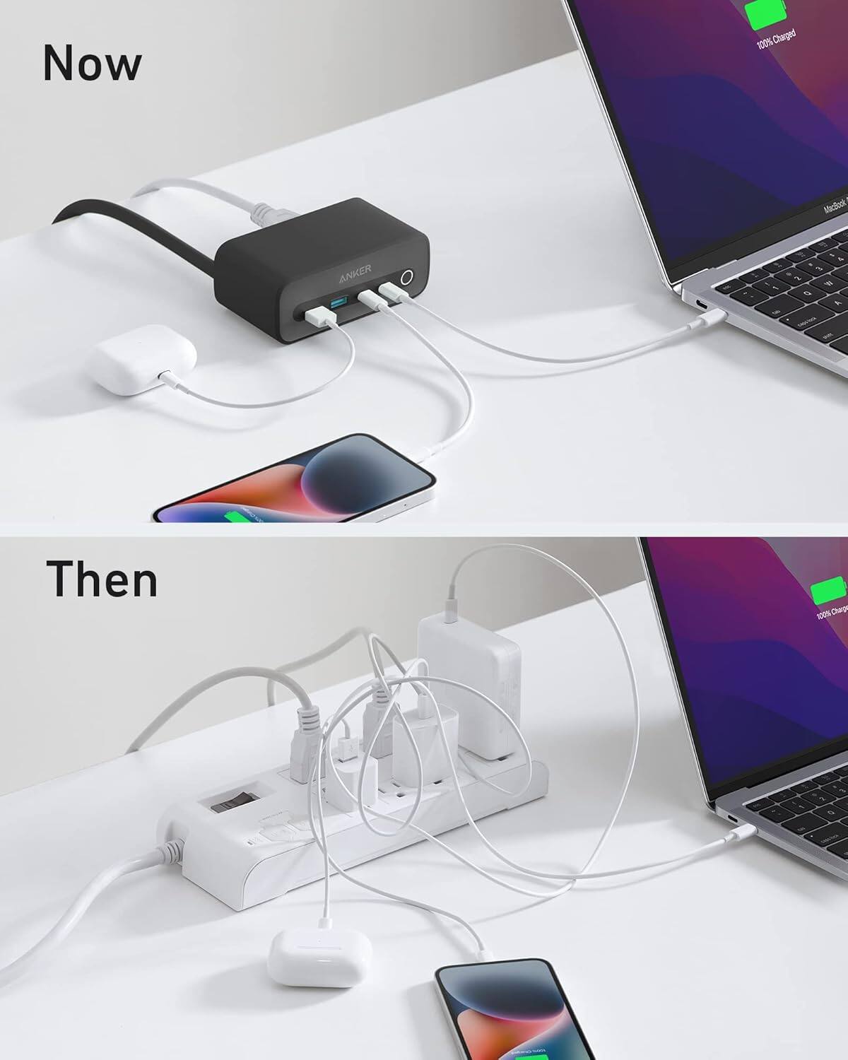 Now 100% Charged MacBook ANKER 1 & 2  
Then 100% Charged