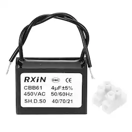 Unique Bargains - 4uF CBB61 Capacitor, AC 450V 2-Wire for Ceiling Fan, Motor Generator, Blower, Exhaust Fan - Black