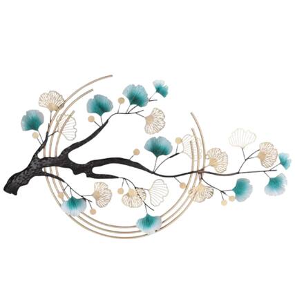 Front. Home Collection - 3D Ginkgo Leaf Metal Wall Art - Gold.