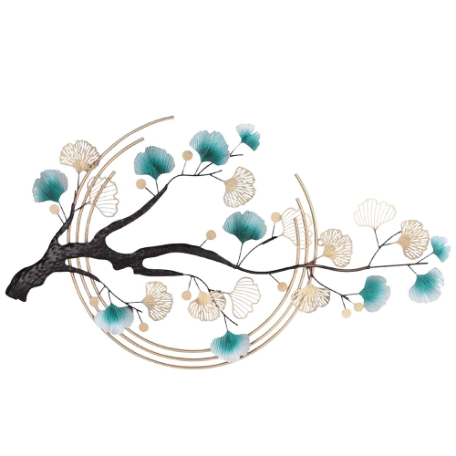 Front. Home Collection - 3D Ginkgo Leaf Metal Wall Art - Gold.