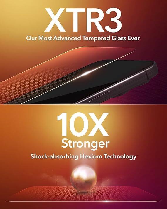 XTR3  
Our Most Advanced Tempered Glass Ever  

10X Stronger  
Shock-absorbing Hexiom Technology