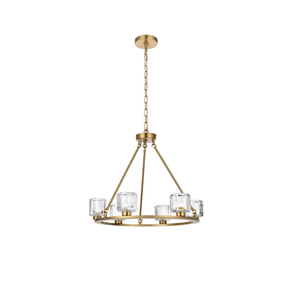 Back. Elegant Lighting - Cadence 26 Inch Chandelier In Satin Gold - Satin Gold And Clear.