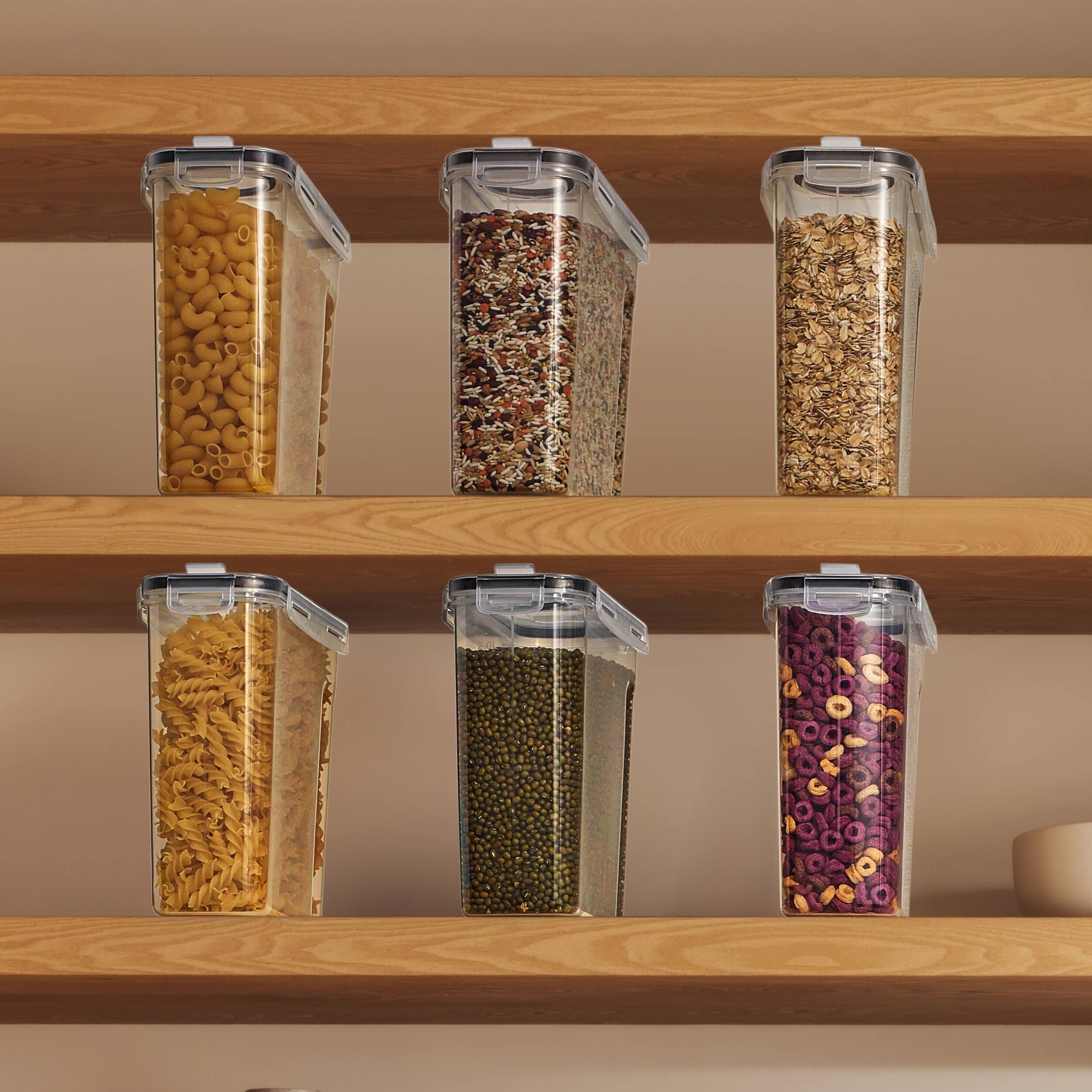 Left. Sorbus - Sorbus 6 Pack (2L/8.4 Cups) Airtight Food Storage Dispensers for Beans, Pasta, Cereals, and More - Clear.