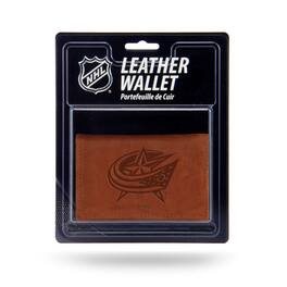 Rico Industries - Columbus Hockey Blue Jackets Embossed Brown Leather Trifold Wallet - Multi