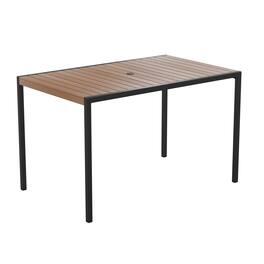 Emma + Oliver - All-Weather Faux Patio Dining Table with Steel Frame - Seats 4 - Teak