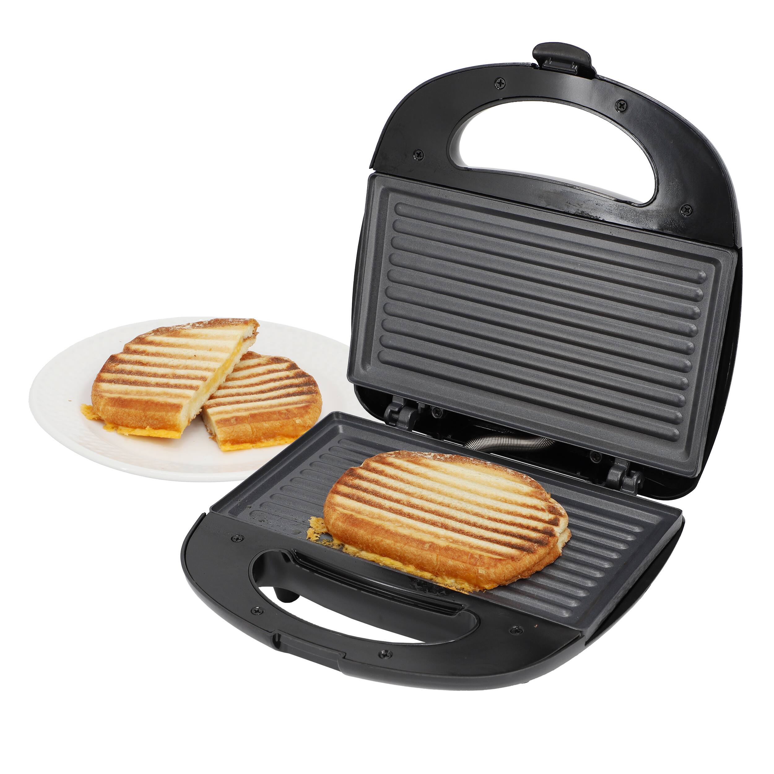 Front. MegaChef - MegaChef Electric Compact Aluminum Nonstick Sandwich Maker in Black - Black.