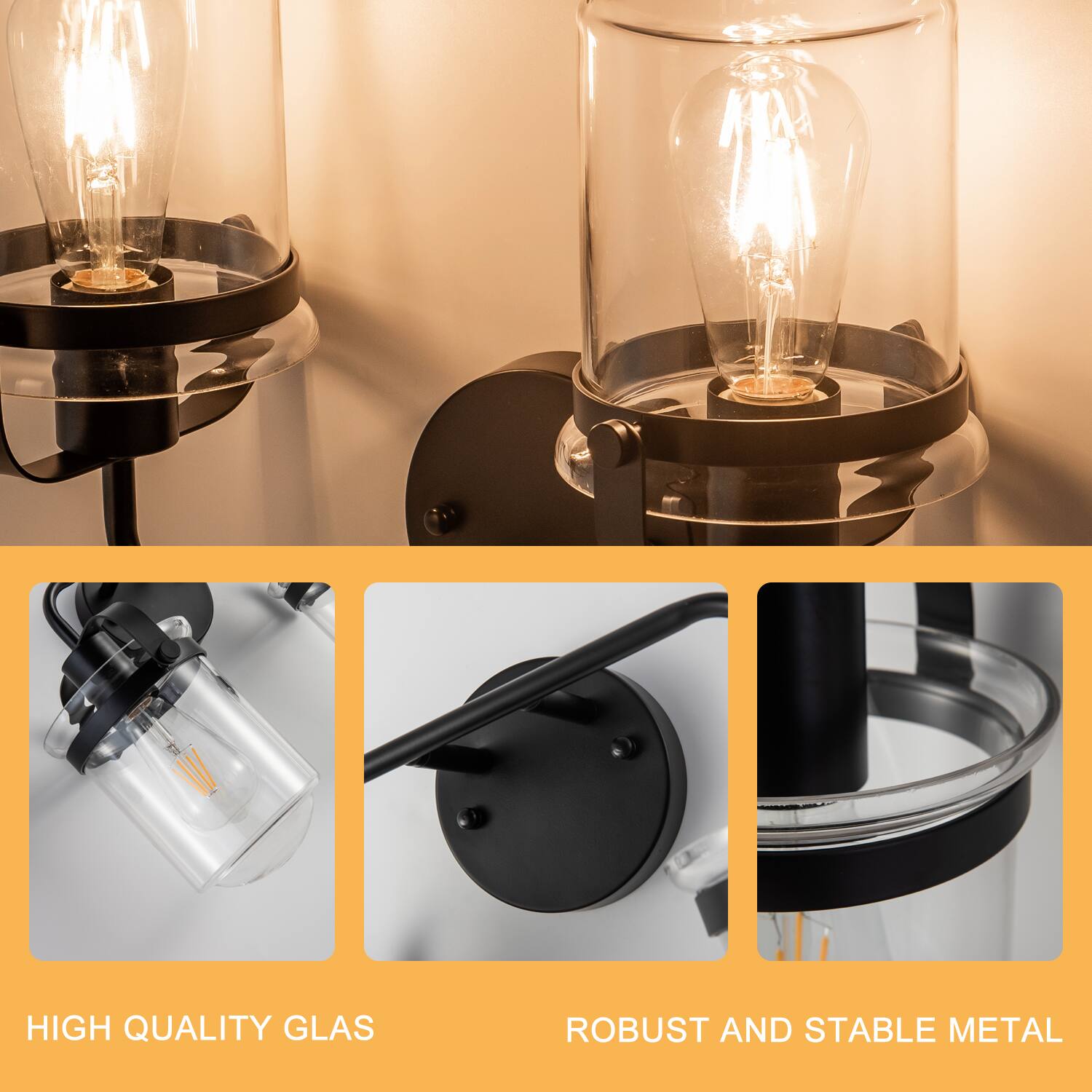 HIGH QUALITY GLAS  
ROBUST AND STABLE METAL