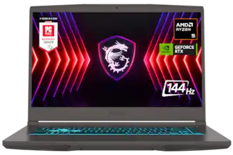 MSI - THIN A15 15.6" 144Hz FHD Gaming Laptop - AMD R5-7535HS - GeForce RTX 4050 - 8GB Memory - 512GBSSD - Black