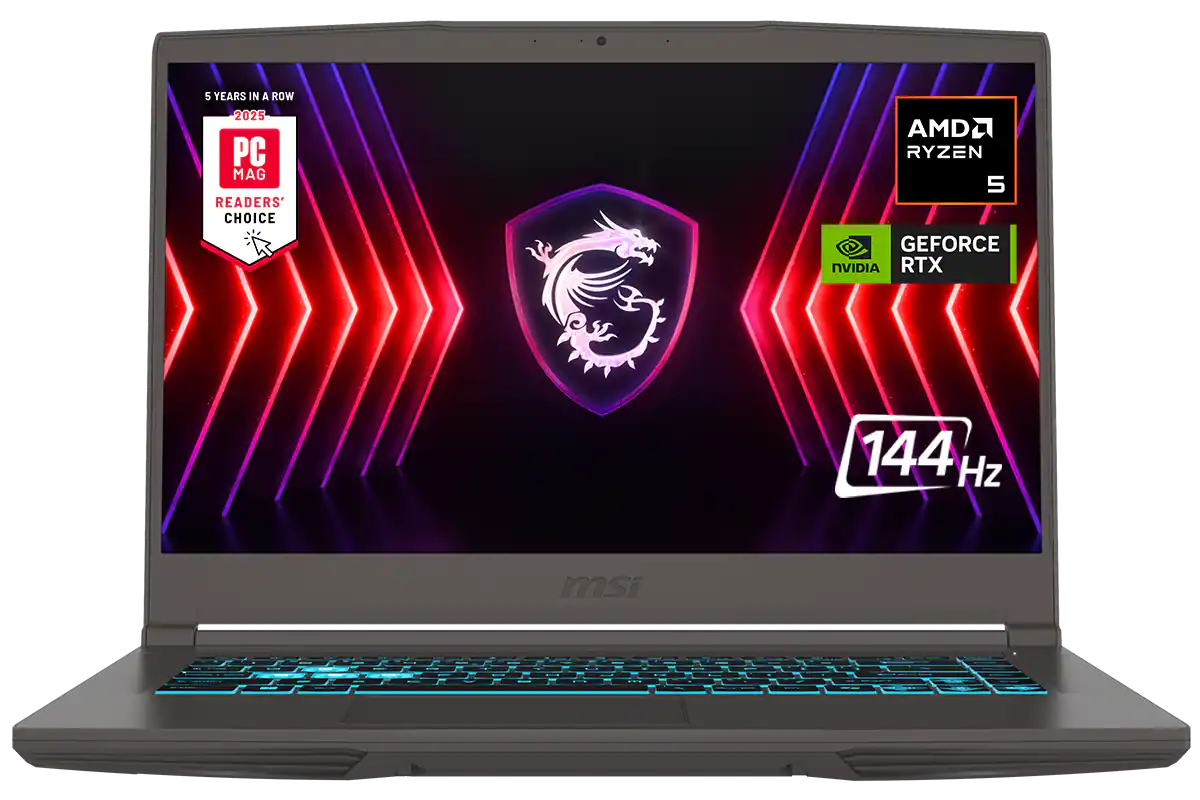 5 YEARS IN A ROW
2025
PC MAG READERS' CHOICE
AMD RYZEN 5
NVIDIA GEFORCE RTX
144 Hz
MSI