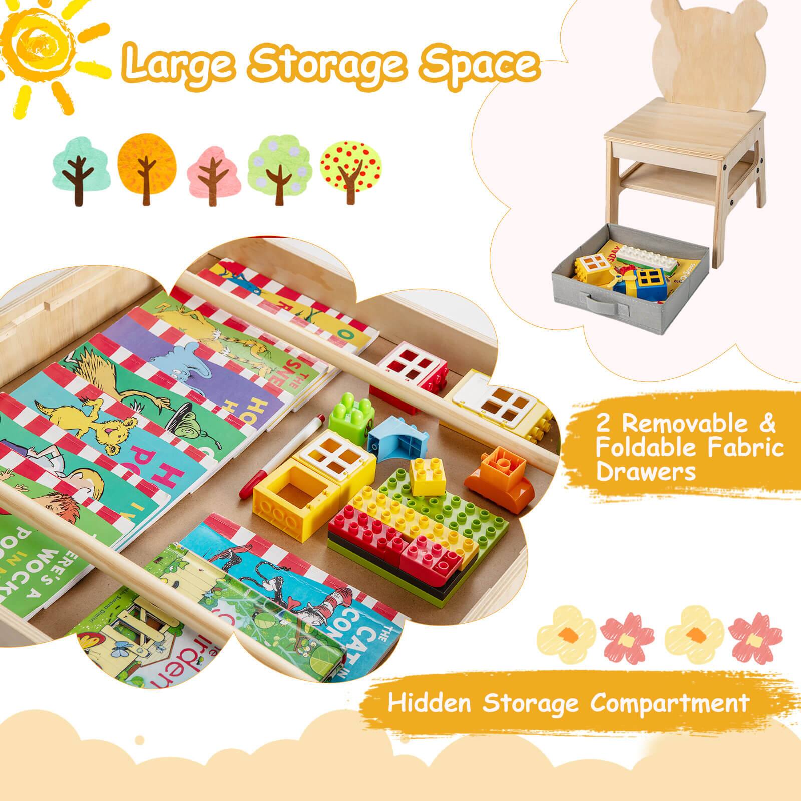 Large Storage Space

2 Removable & Foldable Fabric Drawers

Hidden Storage Compartment