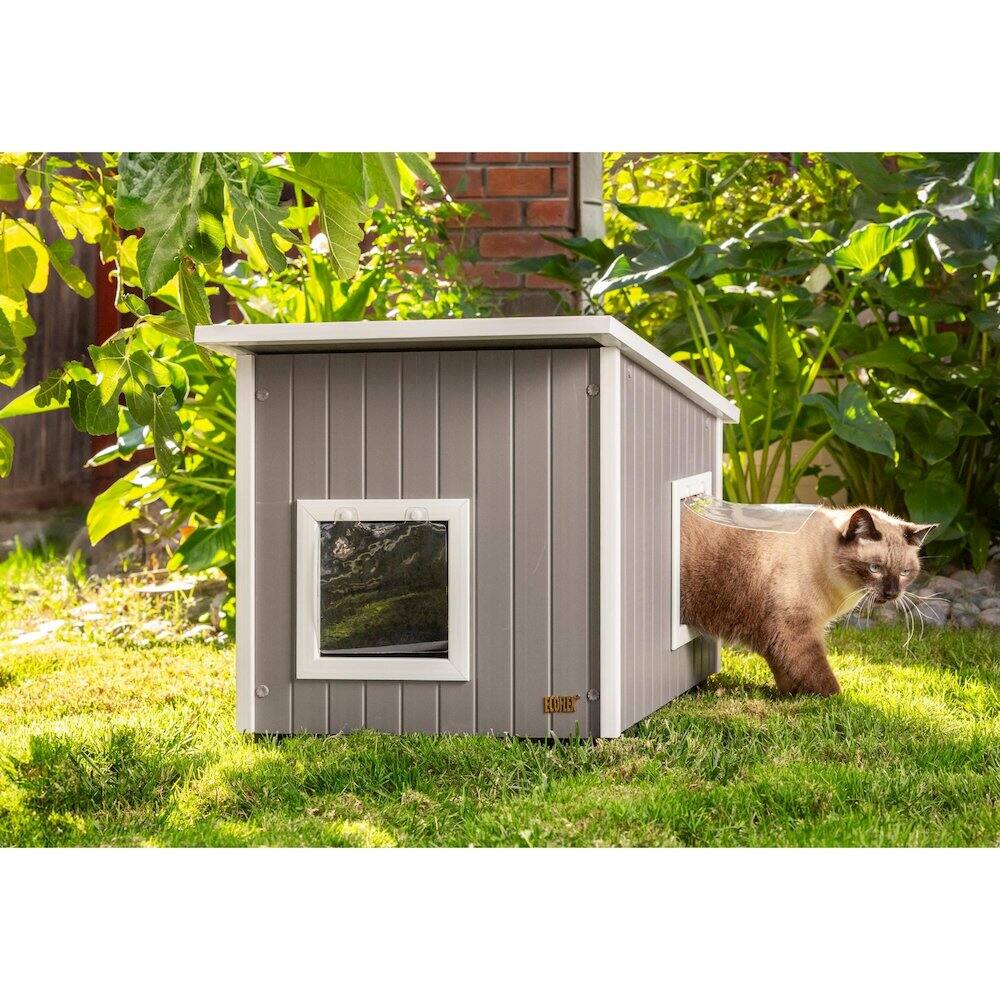 Angle. New Age Pet - New Age Pet ECOFLEX Outdoor Cat House, XL - Grey.
