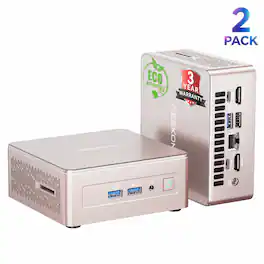 Bundle - GEEKOM - A5 Mini PC (2 PACK), AMD Ryzen 5 7430U, 16GB RAM& 512GB SSD, Business Bulk Mini Computer, Win11 Pro Pre-installed - Rose Gold