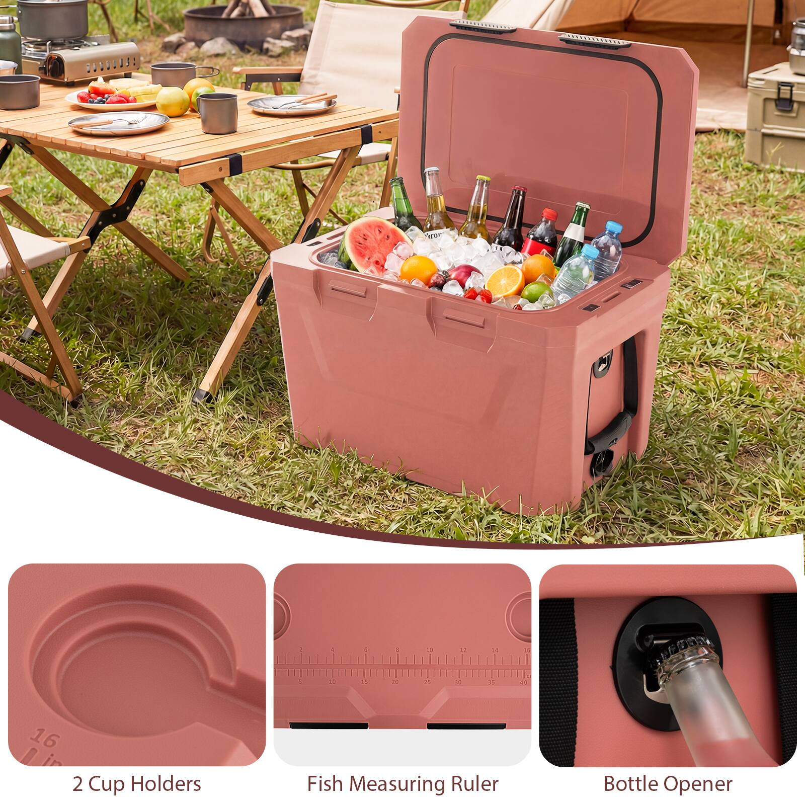 H . . - 1  11 18 3 1 15 15 2 11 11 r d 16 0 in 2 Cup Holders Fish Measuring Ruler Bottle Opener