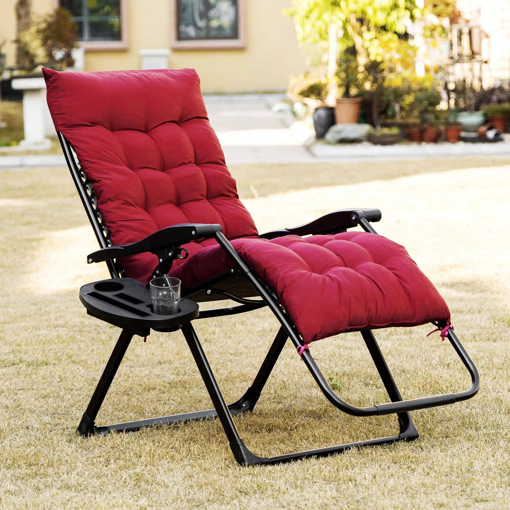 Left. Resenkos - Resenkos Zero Gravity Recliner, Comfortable Folding Chair with Cup Holder, Perfect for Relaxation,Red - Red.