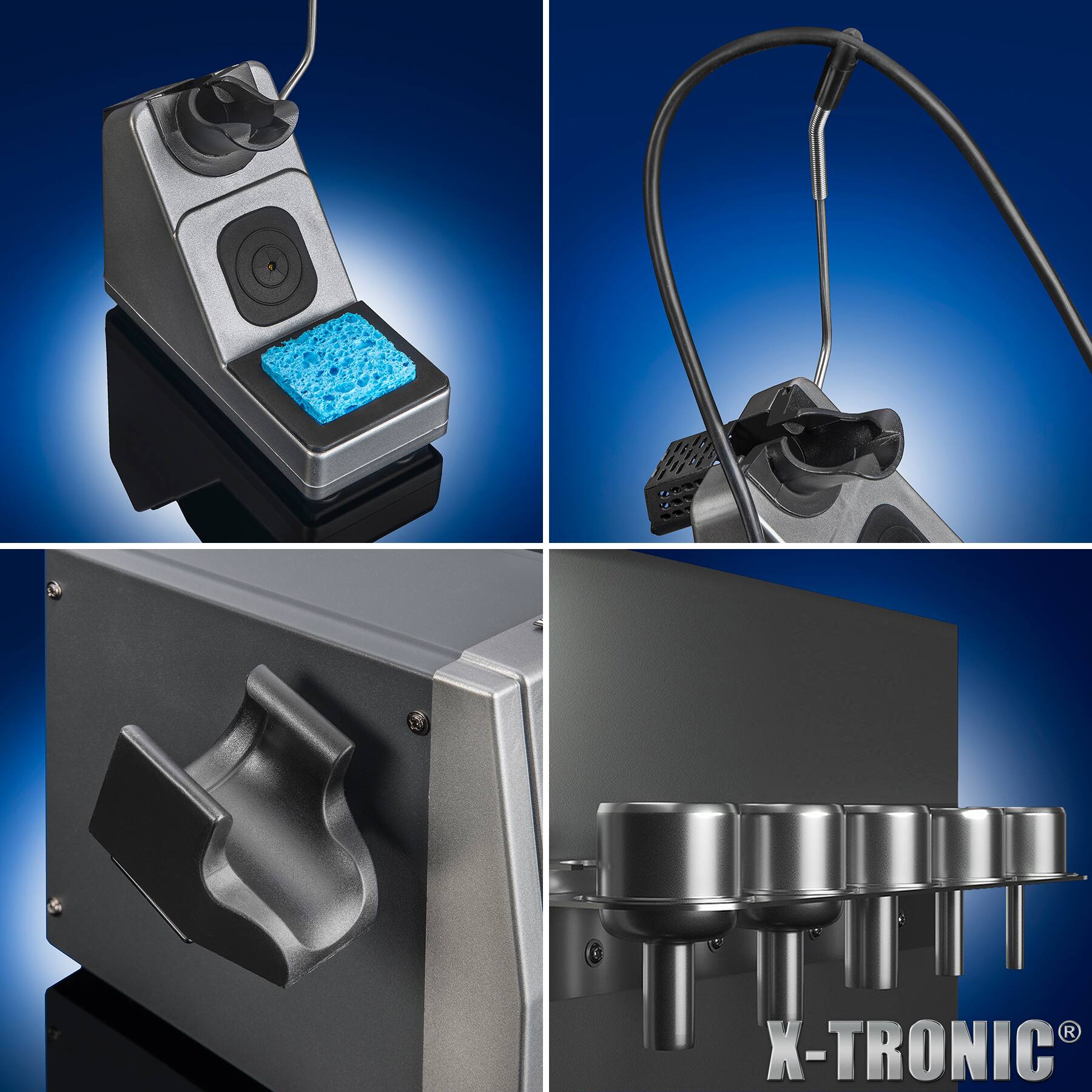 Back. X-Tronic - 6040-PRO-X 700 W Hot Air Rework Soldering Iron Station, 0-30 Min Sleep, Patented Nozzle Changer & More - Platinum/Silver.