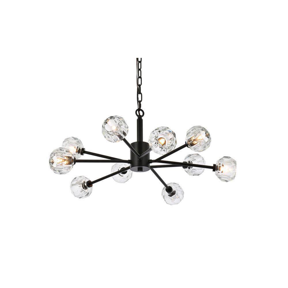 Alt View 4. Elegant Lighting - Graham 10 Light Pendant in Black - Black And Clear.