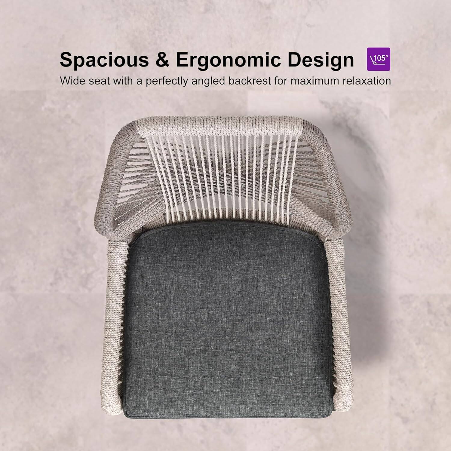 Spacious & Ergonomic Design  
Wide seat with a perfectly angled backrest for maximum relaxation