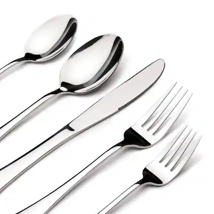 Front. Dazzed Corner - Silverware Set for 8, 40 Piece Heavy Duty Stainless Steel Flatware Utensils Cutlery Set, Dishwasher Safe - Silver.
